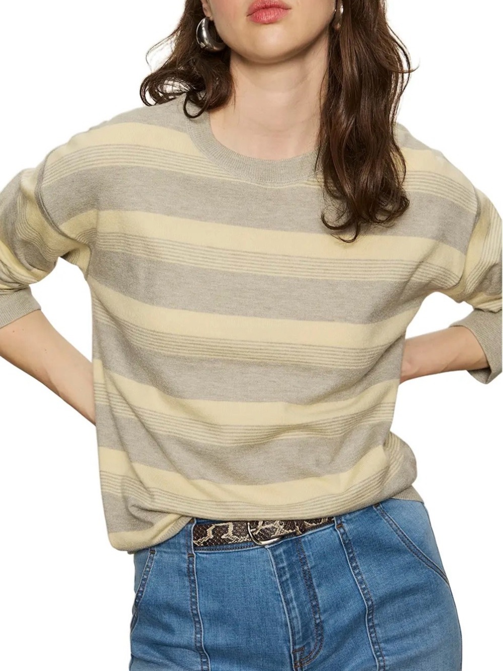 Sanctuary Alden Sweater in Heather Grey/Buttercream NEW!